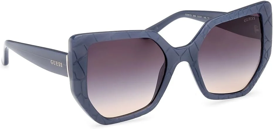 عینک آفتابی زنانه گس GU0015384B55 با فریم کامل نامتقارن پلاستیکی آبی و محافظت UV