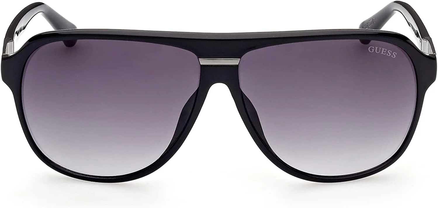 عینک آفتابی مردانه GUESS مدل GU0003901B61 با محافظت UV، مشکی براق، 61 میلی متر