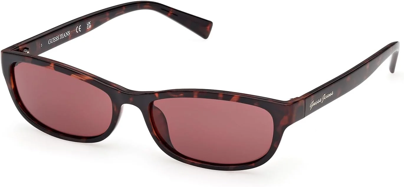 عینک آفتابی زنانه GUESS مدل تزریقی، مربعی پلاریزه، هاوانای تیره، 55 میلی متر