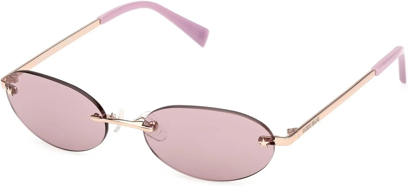 عینک آفتابی فلزی مربعی پلاریزه GUESS، طلایی رز براق، 55 میلی متر