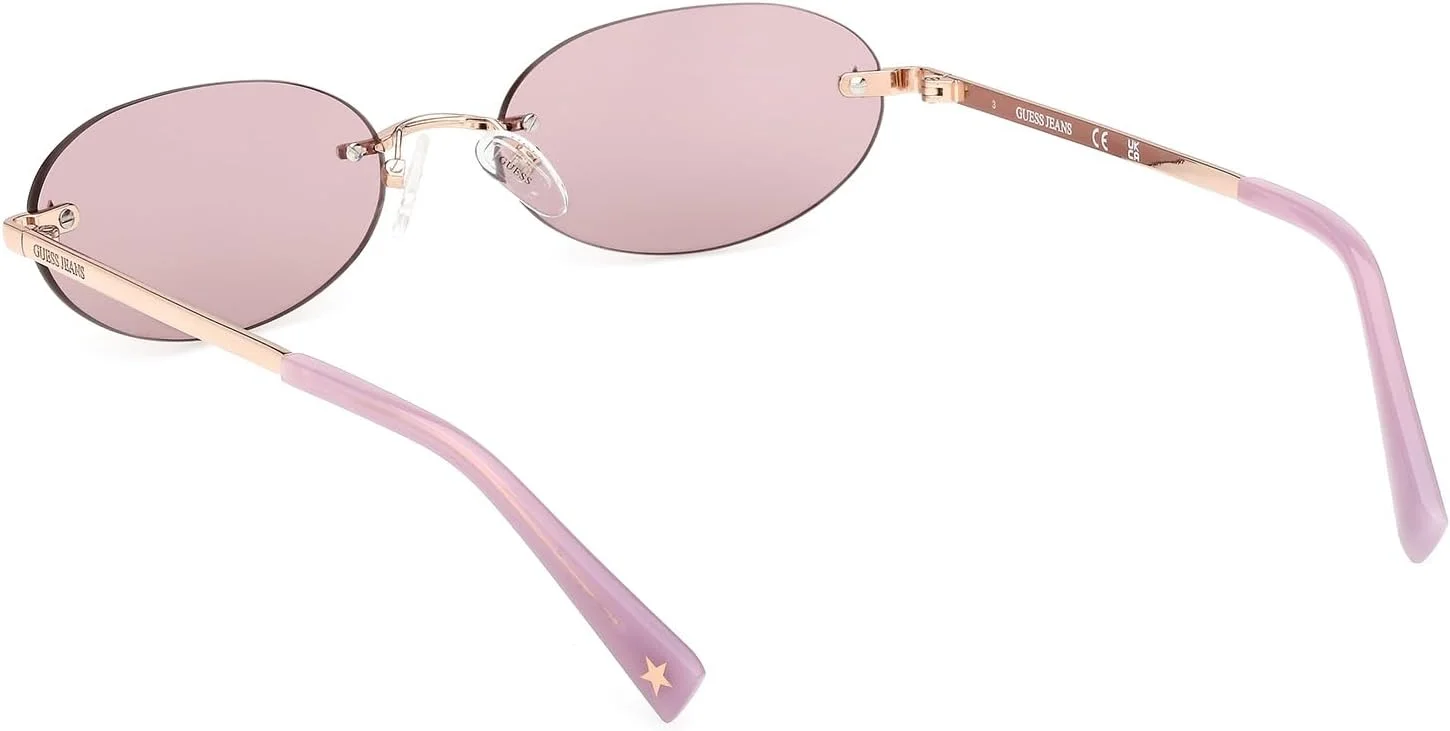 عینک آفتابی فلزی مربعی پلاریزه GUESS، طلایی رز براق، 55 میلی متر