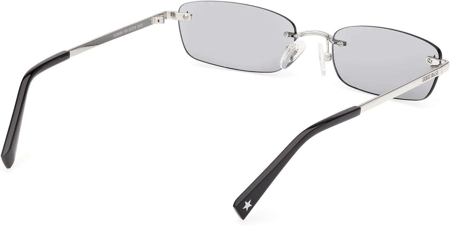 عینک آفتابی فلزی مربعی پلاریزه GUESS، نیکلتین روشن براق، 55 میلی متر