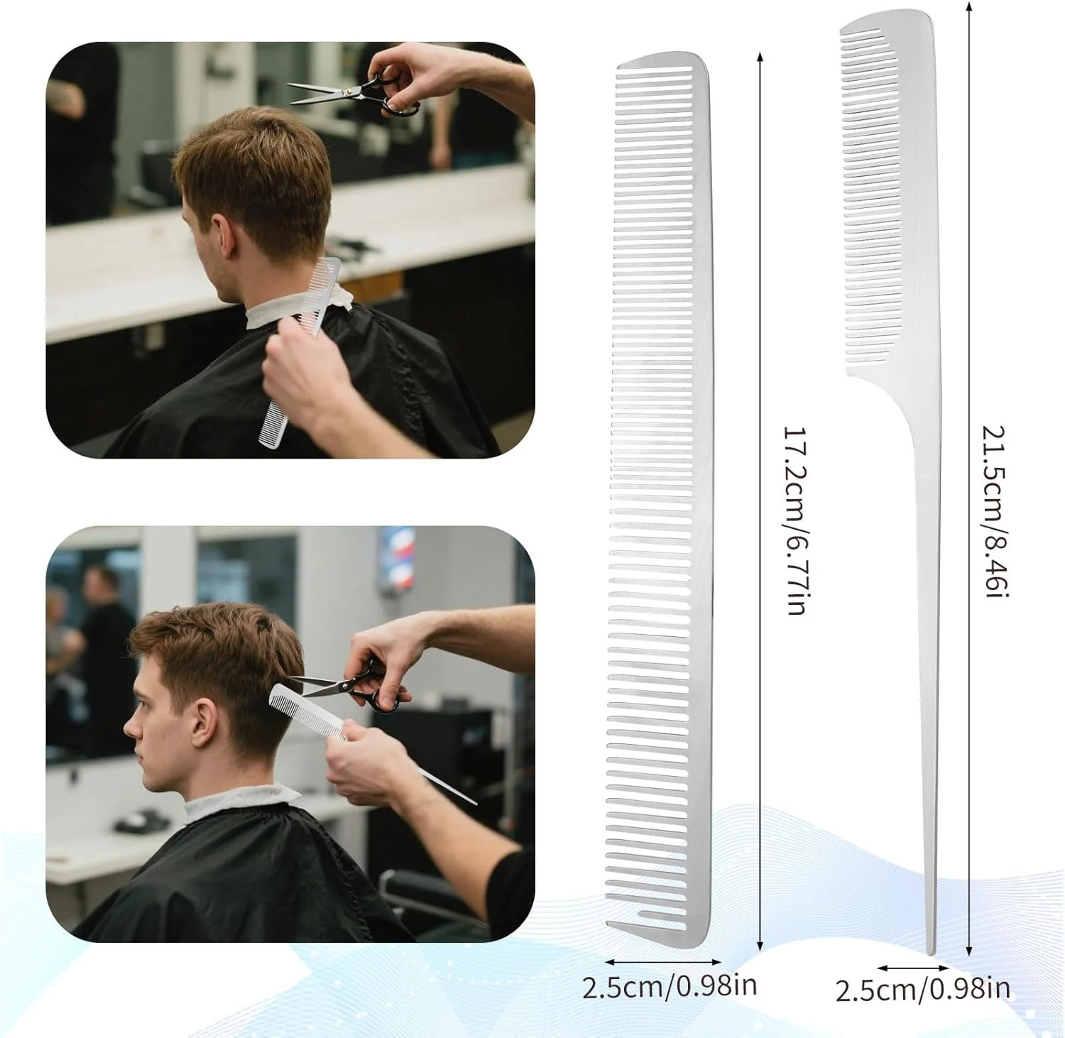 شانه مو استیل ضد زنگ 2 عددی، شانه های حالت دهنده مو با دندانه های ظریف، شانه دم موشی فلزی با دندانه های ریز برای آرایشگاه شانه مو استیل ضد زنگ 2 عددی، شانه های حالت دهنده مو با دندانه های ظریف، شانه دم موشی فلزی با دندانه های ریز برای آرایشگاه