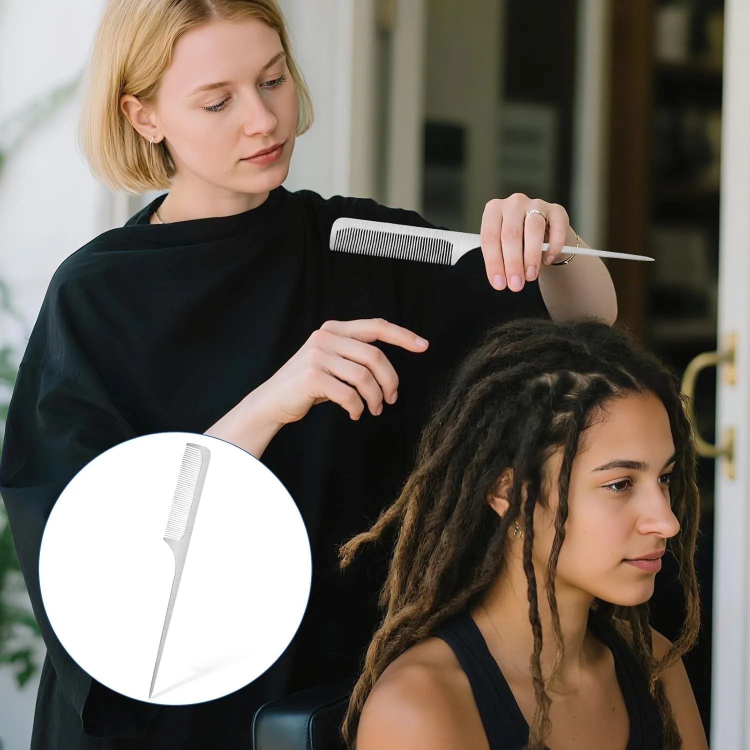 شانه مو استیل ضد زنگ 2 عددی، شانه های حالت دهنده مو با دندانه های ظریف، شانه دم موشی فلزی با دندانه های ریز برای آرایشگاه شانه مو استیل ضد زنگ 2 عددی، شانه های حالت دهنده مو با دندانه های ظریف، شانه دم موشی فلزی با دندانه های ریز برای آرایشگاه