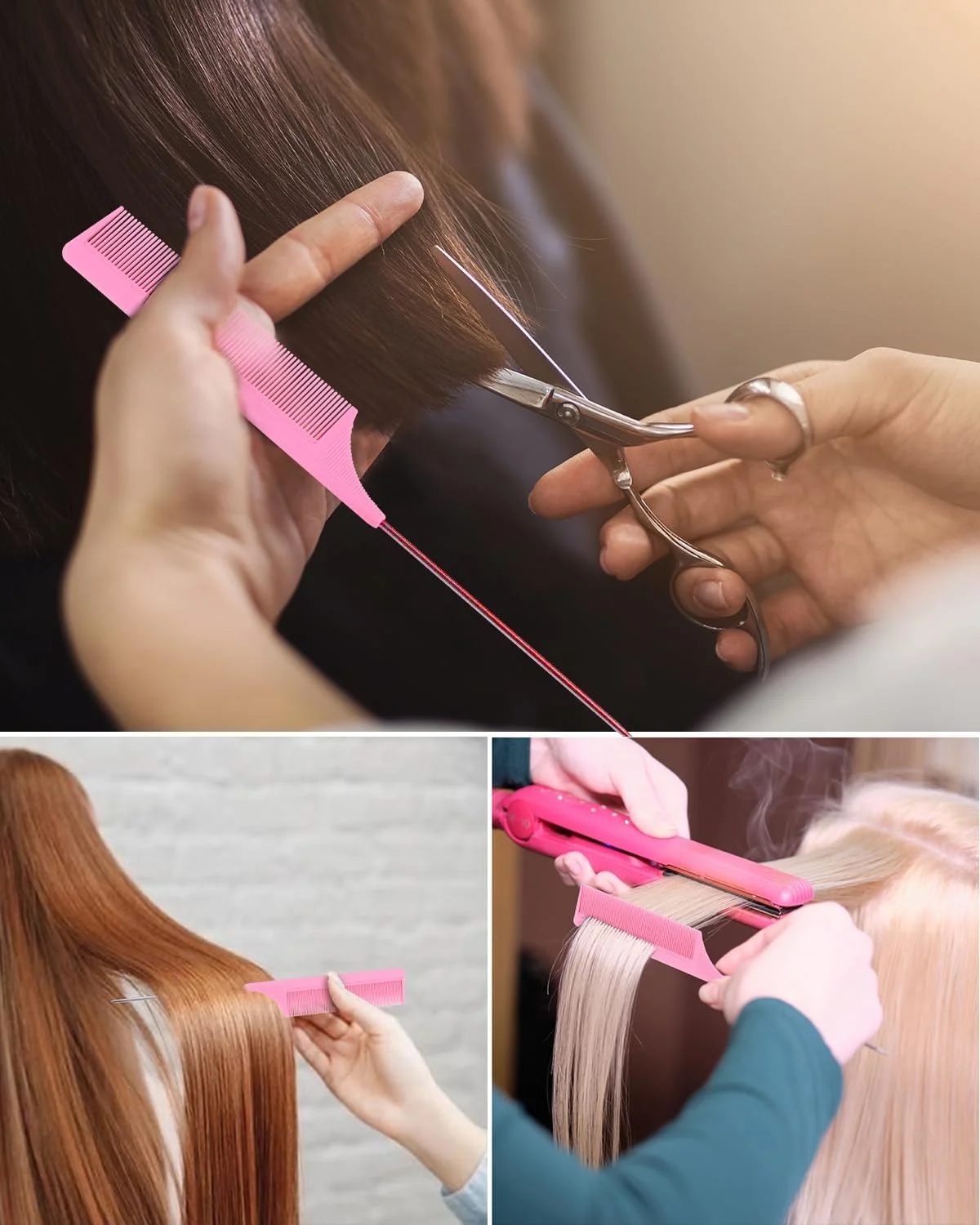 مجموعه 3 عددی ابزار حلقه مو، 2 حلقه ابزار بافت فرانسوی و 1 شانه دم موشی با پین فلزی، ابزار بافت مو، ابزار حالت دهنده حلقه مو برای زنان و دختران، صورتی مجموعه 3 عددی ابزار حلقه مو، 2 حلقه ابزار بافت فرانسوی و 1 شانه دم موشی با پین فلزی، ابزار بافت مو، ابزار حالت دهنده حلقه مو برای زنان و دختران، صورتی