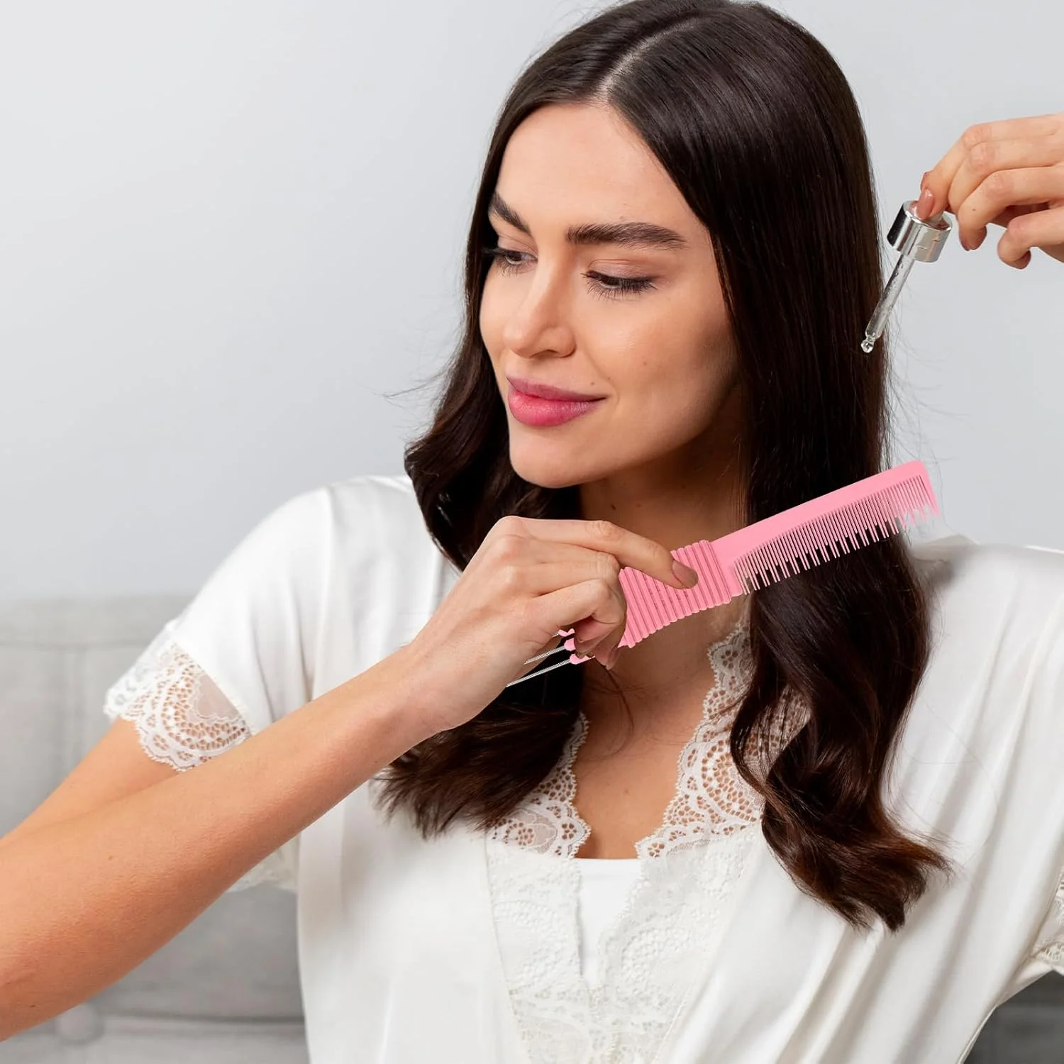 ست 3 عددی شانه پوش دهنده مو با دندانه فلزی، شانه حالت دهنده مو برای حجم دادن و بلند کردن مو به همراه شانه فلزی جدا کننده مو زنانه