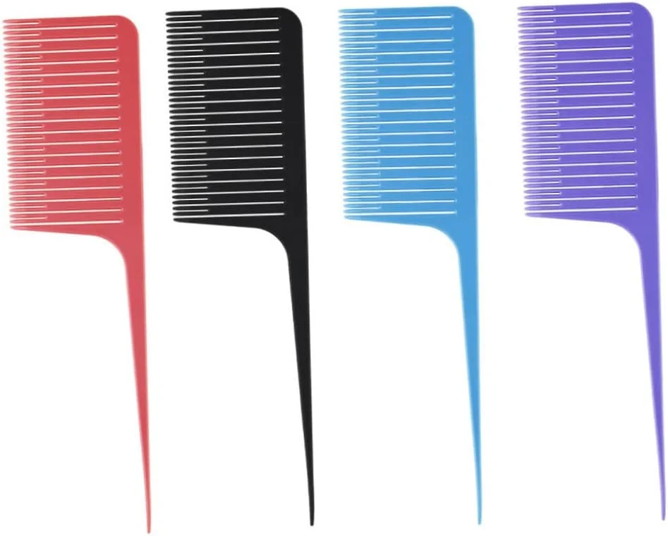 ست 4 عددی شانه دم موشی مقاوم در برابر حرارت، مناسب برای رنگ کردن مو، شانه زدن، حجم دادن به ریشه و حالت دادن به مو ست 4 عددی شانه دم موشی مقاوم در برابر حرارت، مناسب برای رنگ کردن مو، شانه زدن، حجم دادن به ریشه و حالت دادن به مو