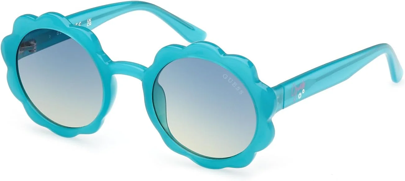 عینک آفتابی دخترانه گرد فریم کامل GUESS، فیروزه ای، 45