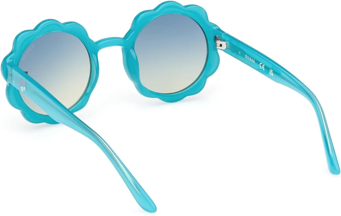 عینک آفتابی دخترانه گرد فریم کامل GUESS، فیروزه ای، 45