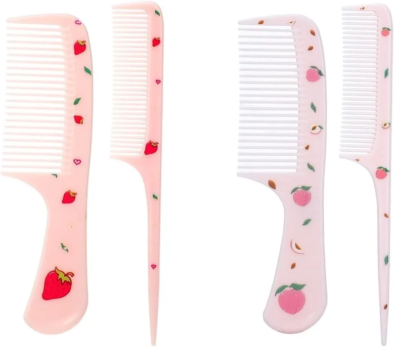 ست 4 عددی شانه های دندانه ریز و دم باریک شیک، شانه دم موشی، شانه دم باریک، برای مدیریت آسان مو (مناسب انواع بافت و طول مو)