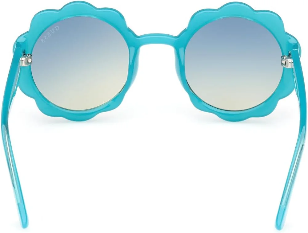 عینک آفتابی دخترانه گرد فریم کامل GUESS، فیروزه ای، 45