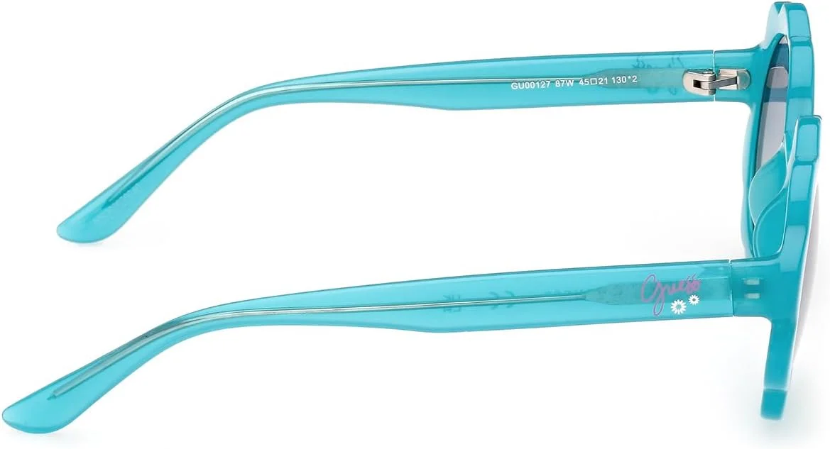 عینک آفتابی دخترانه گرد فریم کامل GUESS، فیروزه ای، 45