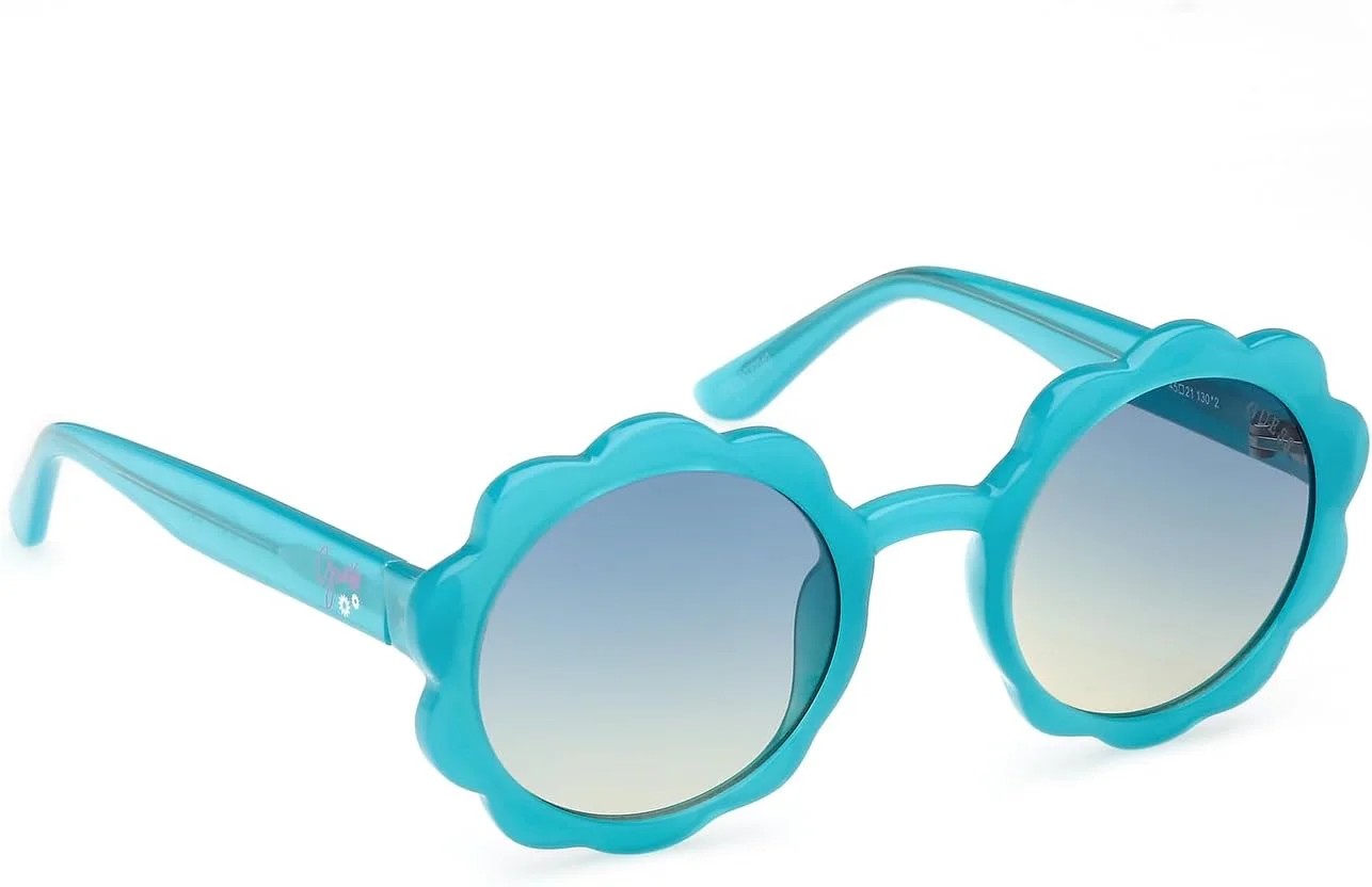 عینک آفتابی دخترانه گرد فریم کامل GUESS، فیروزه ای، 45