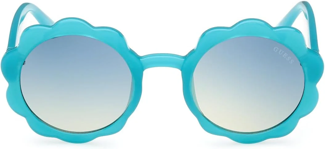 عینک آفتابی دخترانه گرد فریم کامل GUESS، فیروزه ای، 45