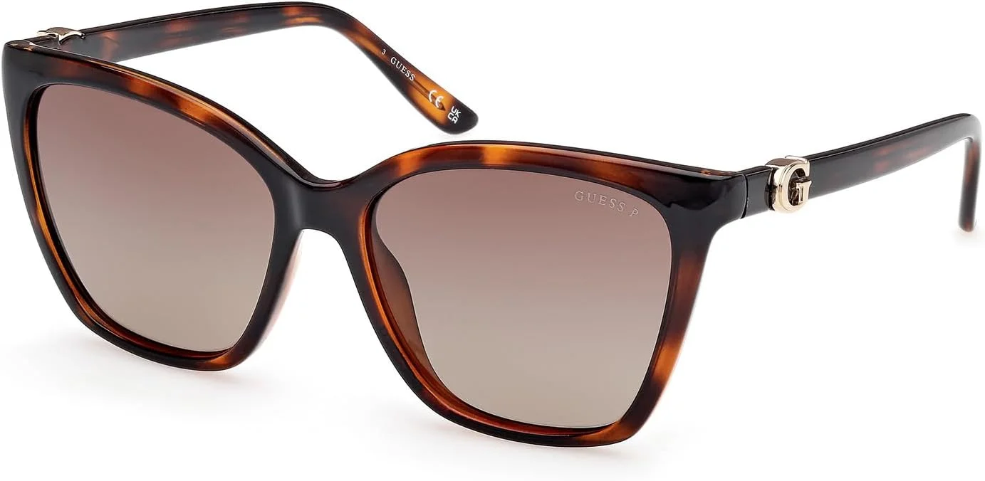 عینک آفتابی زنانه GUESS مدل POLARIZED SQUARE FULL RIM، قهوه ای، سایز 56