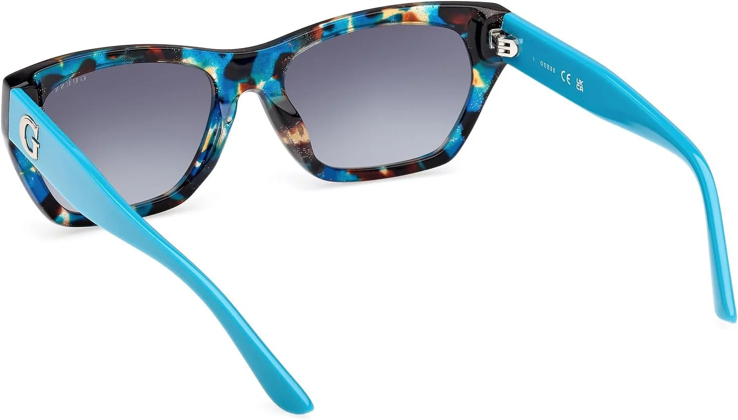 عینک آفتابی زنانه GUESS با فریم کامل هندسی، فیروزه ای، سایز 56
