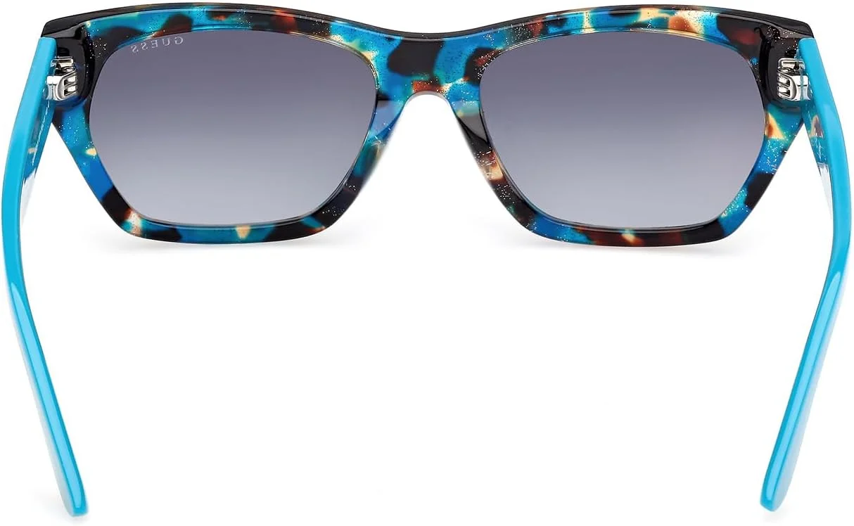 عینک آفتابی زنانه GUESS با فریم کامل هندسی، فیروزه ای، سایز 56