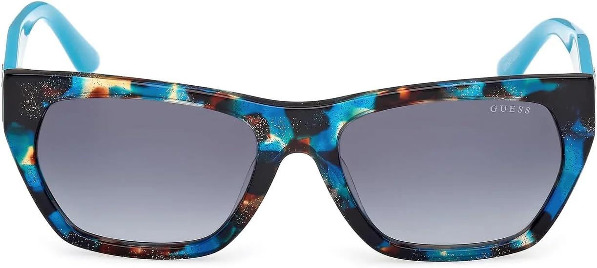 عینک آفتابی زنانه GUESS با فریم کامل هندسی، فیروزه ای، سایز 56