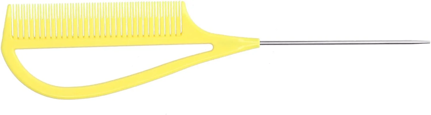 شانه‌های حالت دهنده موی آرایشگری، شانه دم موشی قابل حمل برای حالت دادن مو، مناسب برای استفاده خانگی، بانوان و سالن آرایش (زرد)