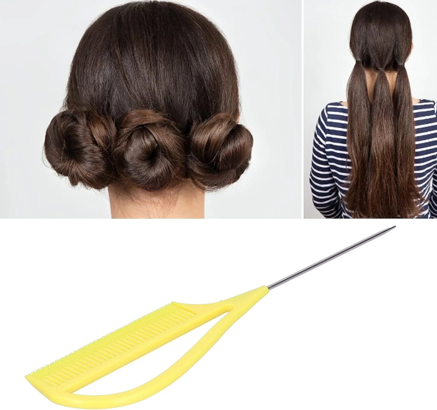 شانه‌های حالت دهنده موی آرایشگری، شانه دم موشی قابل حمل برای حالت دادن مو، مناسب برای استفاده خانگی، بانوان و سالن آرایش (زرد)