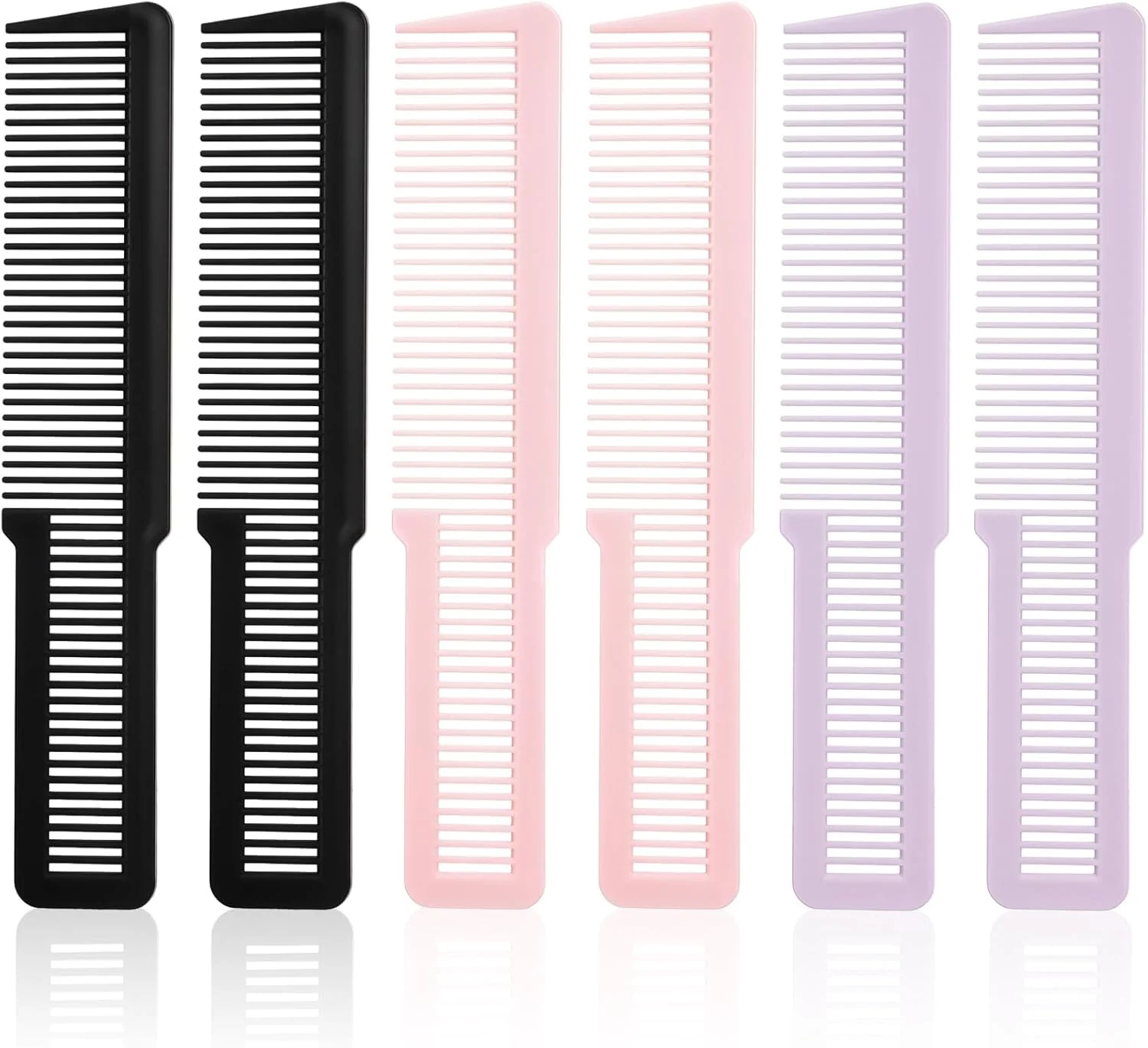 شانه های آرایشگری، 6 عدد شانه اصلاح مو دندانه ریز، شانه جیبی پلاستیکی برای مردان، شانه حالت دهنده موی همه منظوره حرفه ای برای مردان، زنان، آرایشگران، سالن خانگی، 3 رنگ (مشکی، بنفش، صورتی)