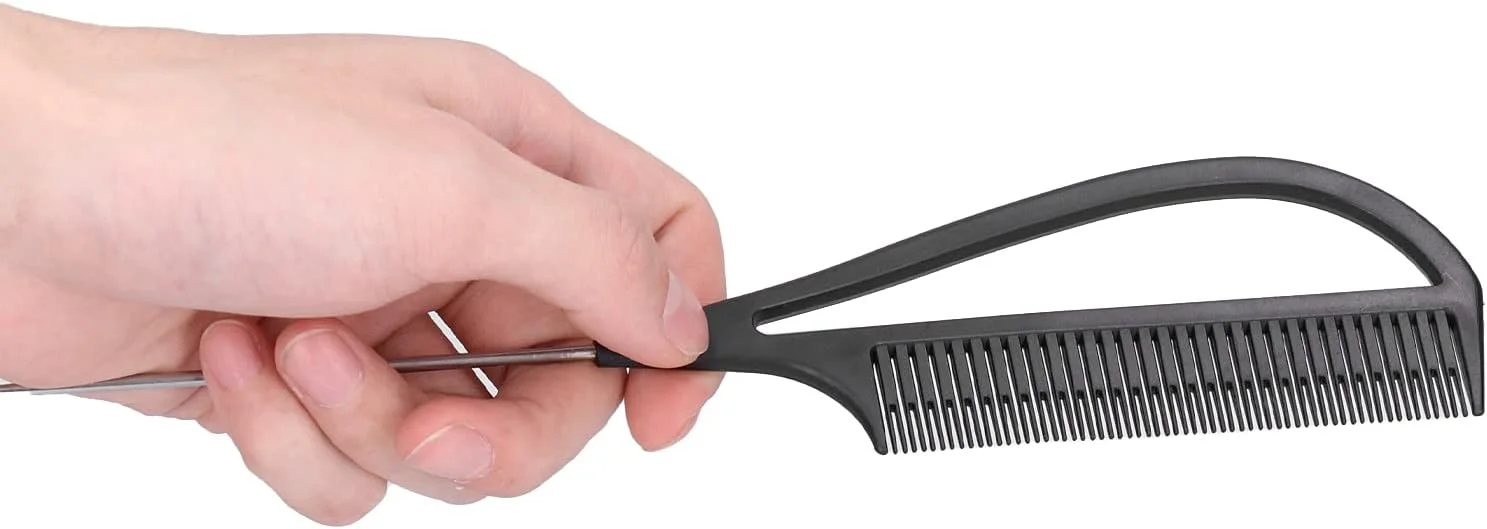 شانه‌های حالت دهنده موی آرایشگری، شانه دم موشی قابل حمل برای حالت دادن مو در خانه، مناسب برای استفاده خانم ها در سالن آرایش (مشکی)