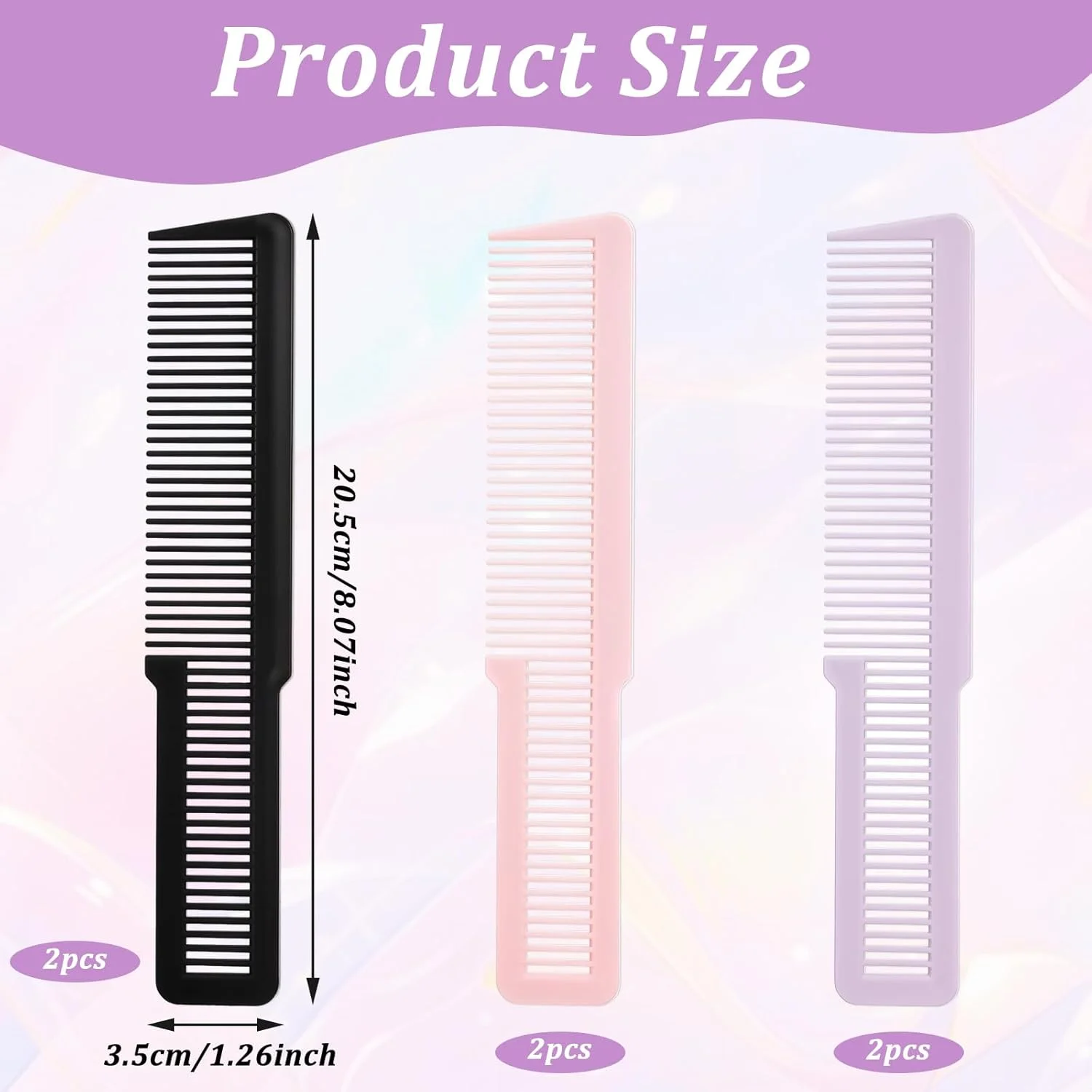 شانه های آرایشگری، 6 عدد شانه اصلاح مو دندانه ریز، شانه جیبی پلاستیکی برای مردان، شانه حالت دهنده موی همه منظوره حرفه ای برای مردان، زنان، آرایشگران، سالن خانگی، 3 رنگ (مشکی، بنفش، صورتی)