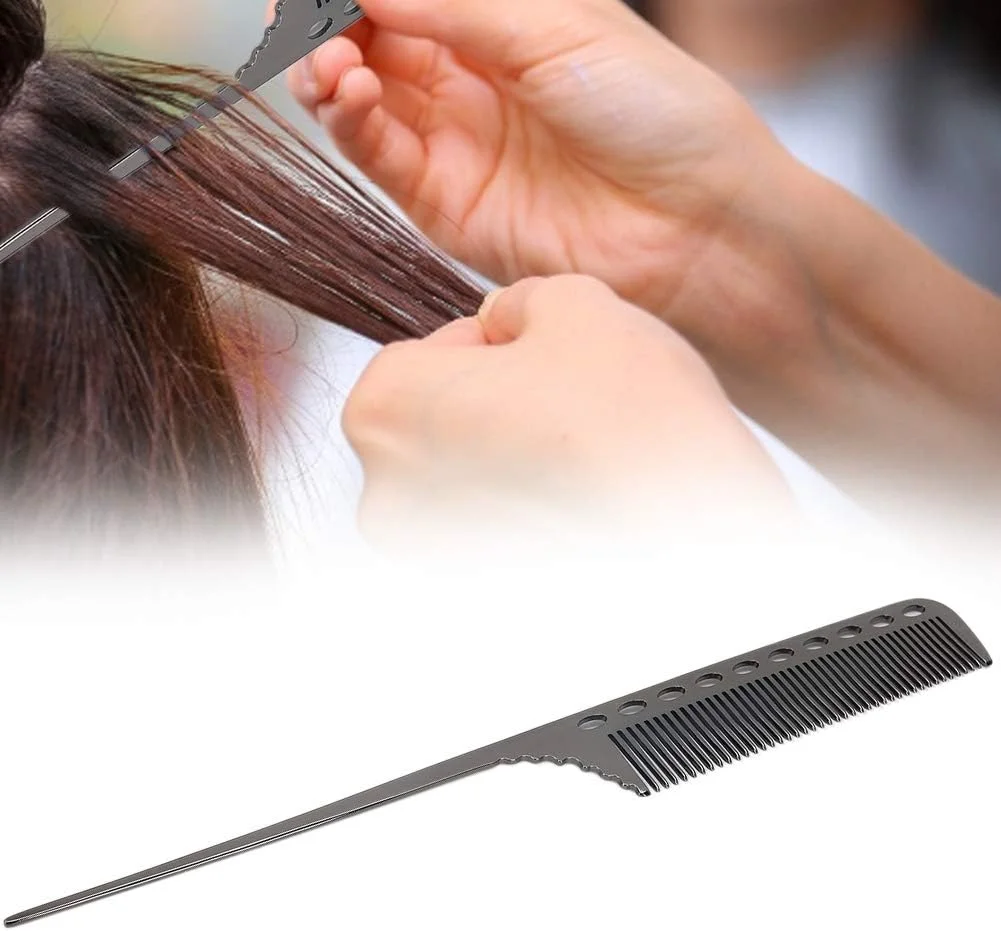 شانه دم موشی سالنی Cimenn، شانه موی استیل ضد زنگ قابل حمل، شانه حالت دهنده موی ظریف برای مردان، زنان و کودکان (مشکی)