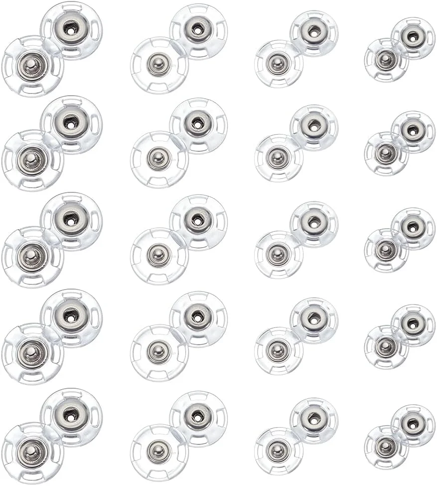 FINGERINSPIRE بسته 40 عددی دکمه های فشاری شفاف برای دوخت، 4 سایز دکمه فشاری تزئینی استیل ضد زنگ با سوراخ، بست های فلزی قابل استفاده مجدد، دکمه های پرسی، تزئینات پلاستیکی برای دکوراسیون DIY FINGERINSPIRE بسته 40 عددی دکمه های فشاری شفاف برای دوخت، 4 سایز دکمه فشاری تزئینی استیل ضد زنگ با سوراخ، بست های فلزی قابل استفاده مجدد، دکمه های پرسی، تزئینات پلاستیکی برای دکوراسیون DIY
