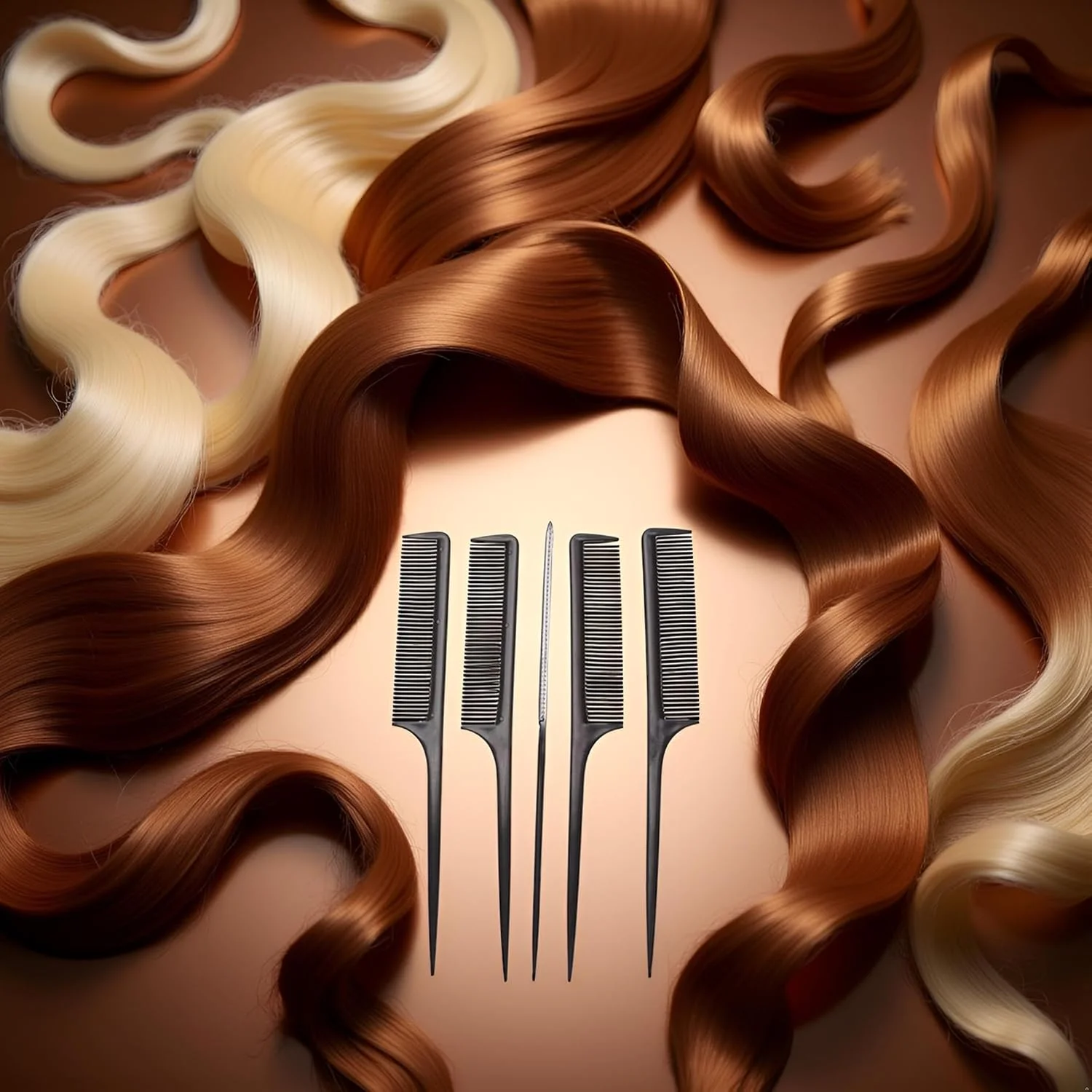 شانه دم موشی DPWOUM، شانه پوش دهی مقاوم در برابر حرارت با دم پلاستیکی، شانه حالت دهنده مو برای جدا کردن، پوش دادن و حالت دادن مو، ابزار و لوازم حالت دهی مو