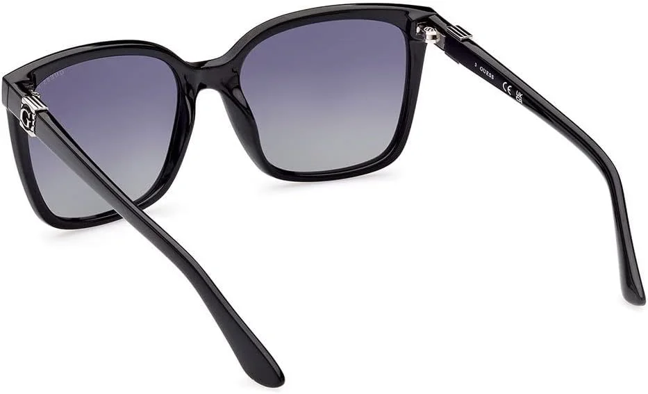 عینک آفتابی زنانه گس GU786501D57 با فریم کامل مربعی، عرض عدسی 57 میلی متر، مشکی براق/دودی پلاریزه