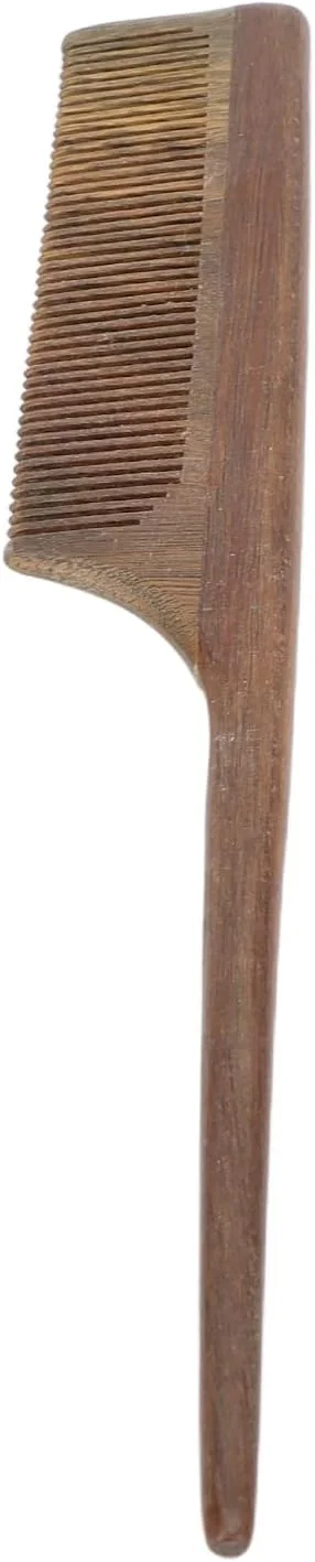 شانه چوبی دست ساز دم موشی، برس موی دم نوک تیز چوب صندل، شانه موی ریش دندانه گرد ضد گره خوردگی، شانه موی چوب صندل برای مو و ریش