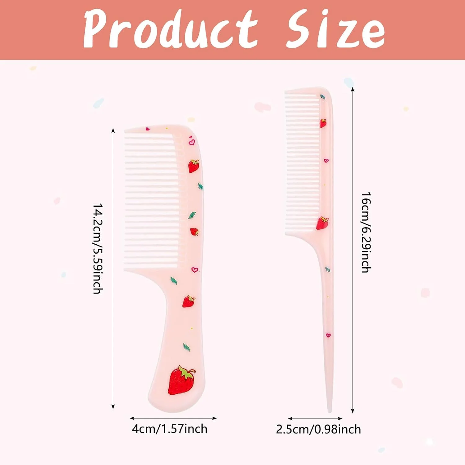 ست شانه مو توت فرنگی صورتی HARY، 2 عددی، شانه باریک ضد الکتریسیته ساکن برای زنان و دختران، برس مو پلاستیکی کودک ست شانه مو توت فرنگی صورتی HARY، 2 عددی، شانه باریک ضد الکتریسیته ساکن برای زنان و دختران، برس مو پلاستیکی کودک