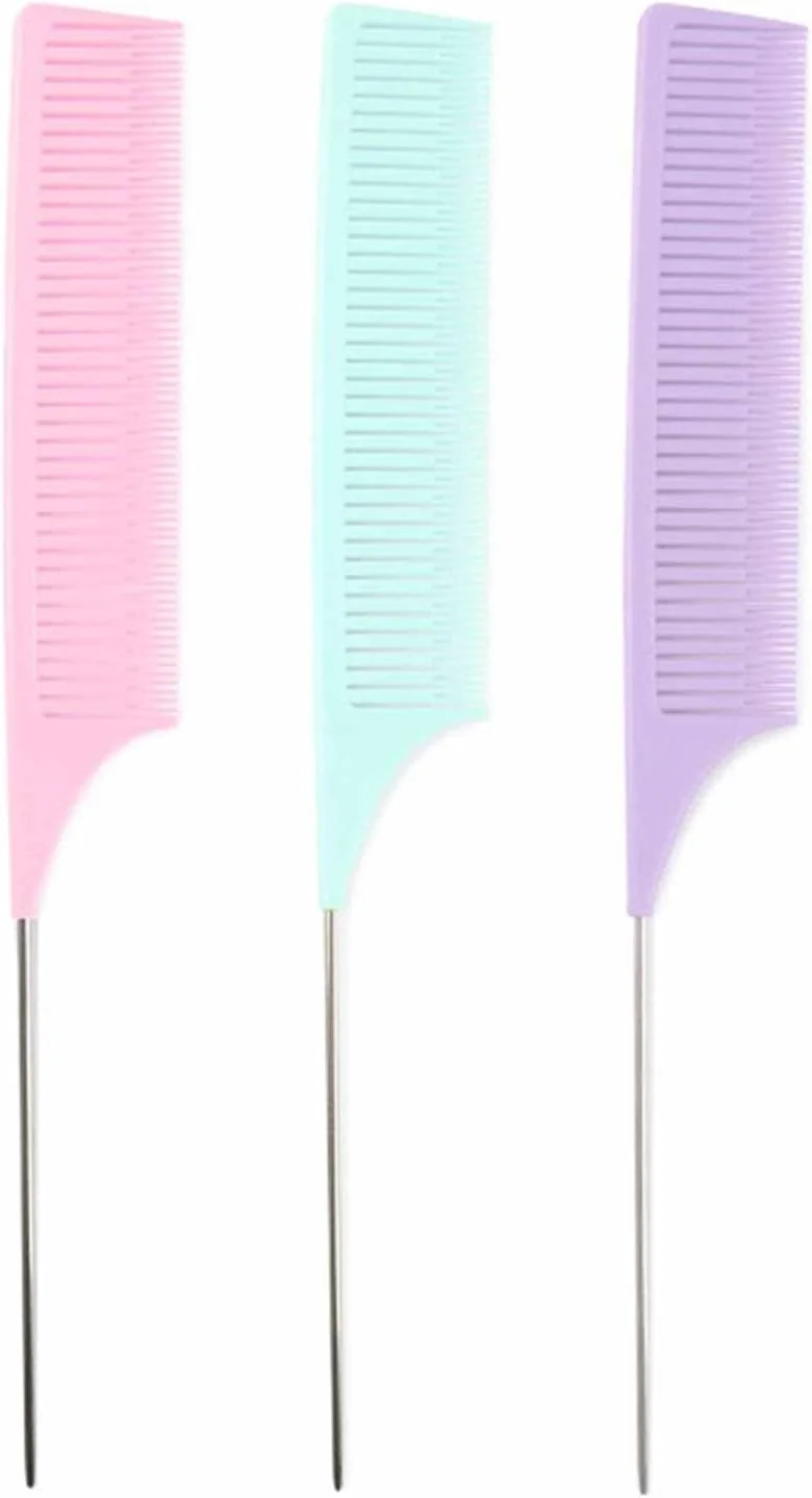 ست شانه هایلایت – شانه مو دم باریک با دم فلزی، شانه آرایشگری برای رنگ مو، شانه مو، شانه فلزی برای مو، شانه هایلایت، شانه دم سوزنی – بسته 3 عددی پاستلی ست شانه هایلایت – شانه مو دم باریک با دم فلزی، شانه آرایشگری برای رنگ مو، شانه مو، شانه فلزی برای مو، شانه هایلایت، شانه دم سوزنی – بسته 3 عددی پاستلی