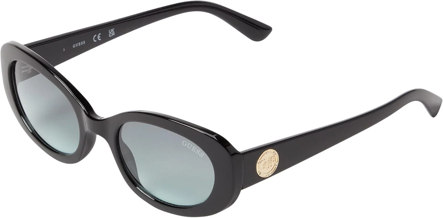 عینک آفتابی GUESS مدل GF6150 با فریم مشکی براق و عدسی دودی градиент سایز 52 میلی‌متر