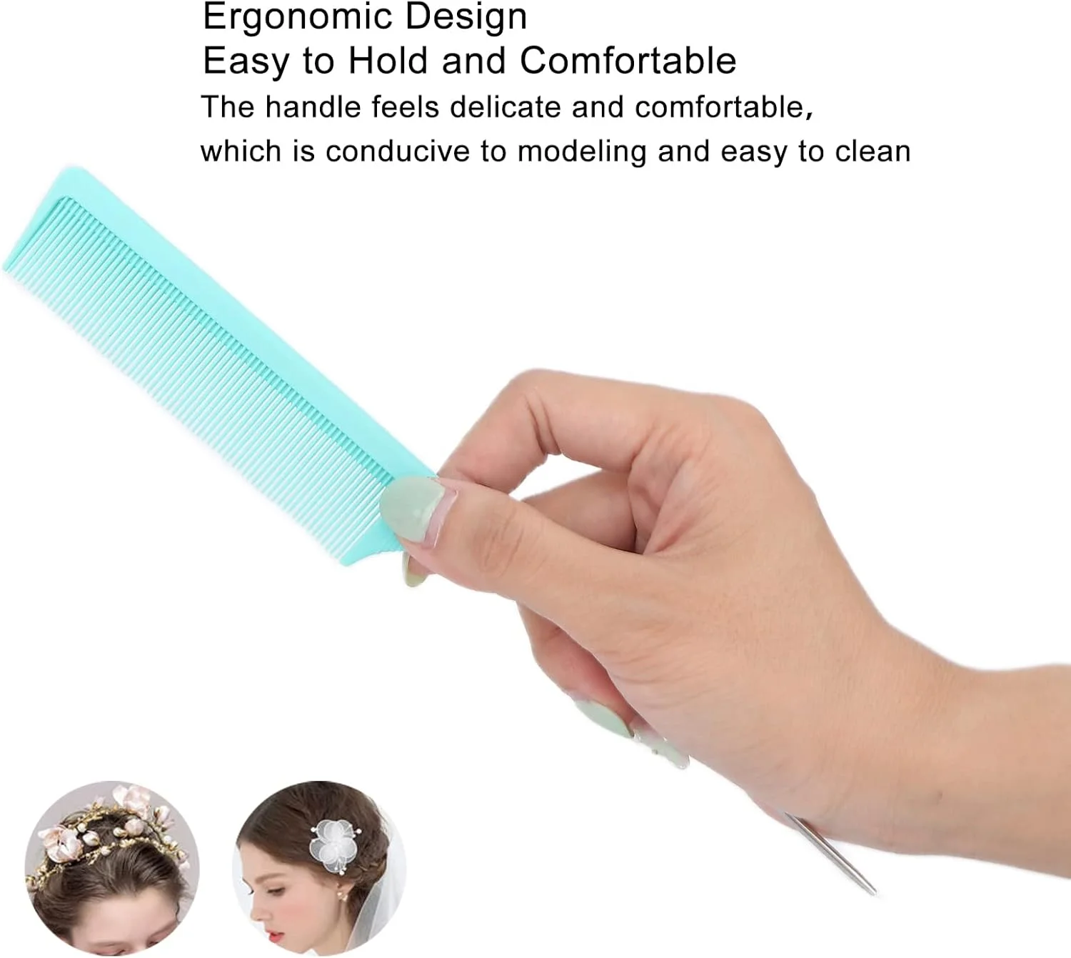 شانه دم موشی Ironctic، شانه حالت دهنده موی استیل باریک زنانه برای آرایشگری (سبز)