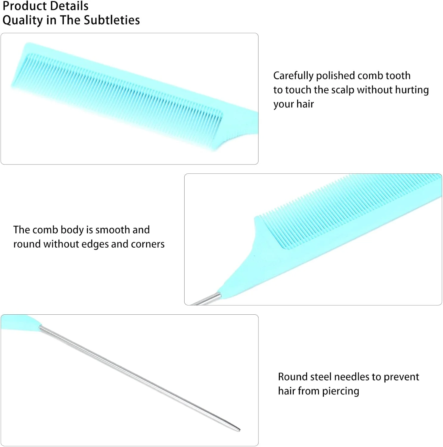 شانه دم موشی Ironctic، شانه حالت دهنده موی استیل باریک زنانه برای آرایشگری (سبز)