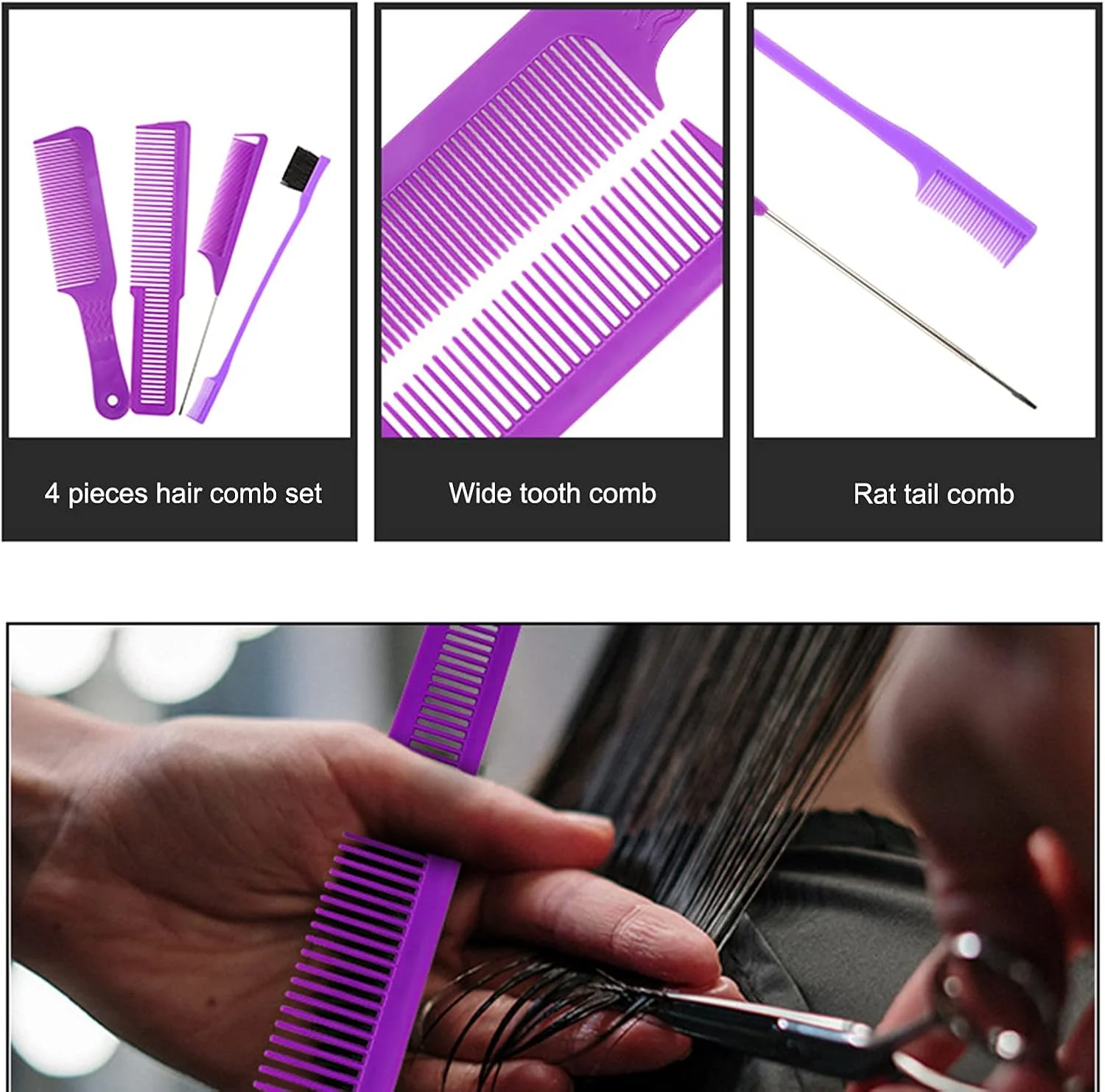 مجموعه شانه و برس مو ایرومی 4 عددی شامل شانه دندانه ریز، شانه دم موشی، برس موی کنترل لبه دو طرفه و شانههای آرایشگری مجموعه شانه و برس مو ایرومی 4 عددی شامل شانه دندانه ریز، شانه دم موشی، برس موی کنترل لبه دو طرفه و شانههای آرایشگری