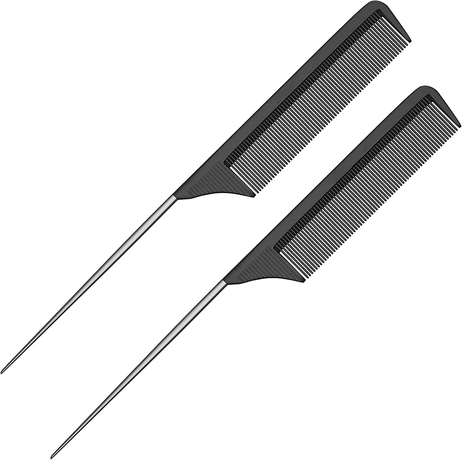 شانه دم باریک حرفه ای 8.8 اینچی JEQUL - فیبر کربن مشکی و دم فلزی استیل - ضد الکتریسیته ساکن و مقاوم در برابر حرارت - شانه دم باریک سبک وزن برای انواع مو (2 عددی) (مشکی) شانه دم باریک حرفه ای 8.8 اینچی JEQUL - فیبر کربن مشکی و دم فلزی استیل - ضد الکتریسیته ساکن و مقاوم در برابر حرارت - شانه دم باریک سبک وزن برای انواع مو (2 عددی) (مشکی)