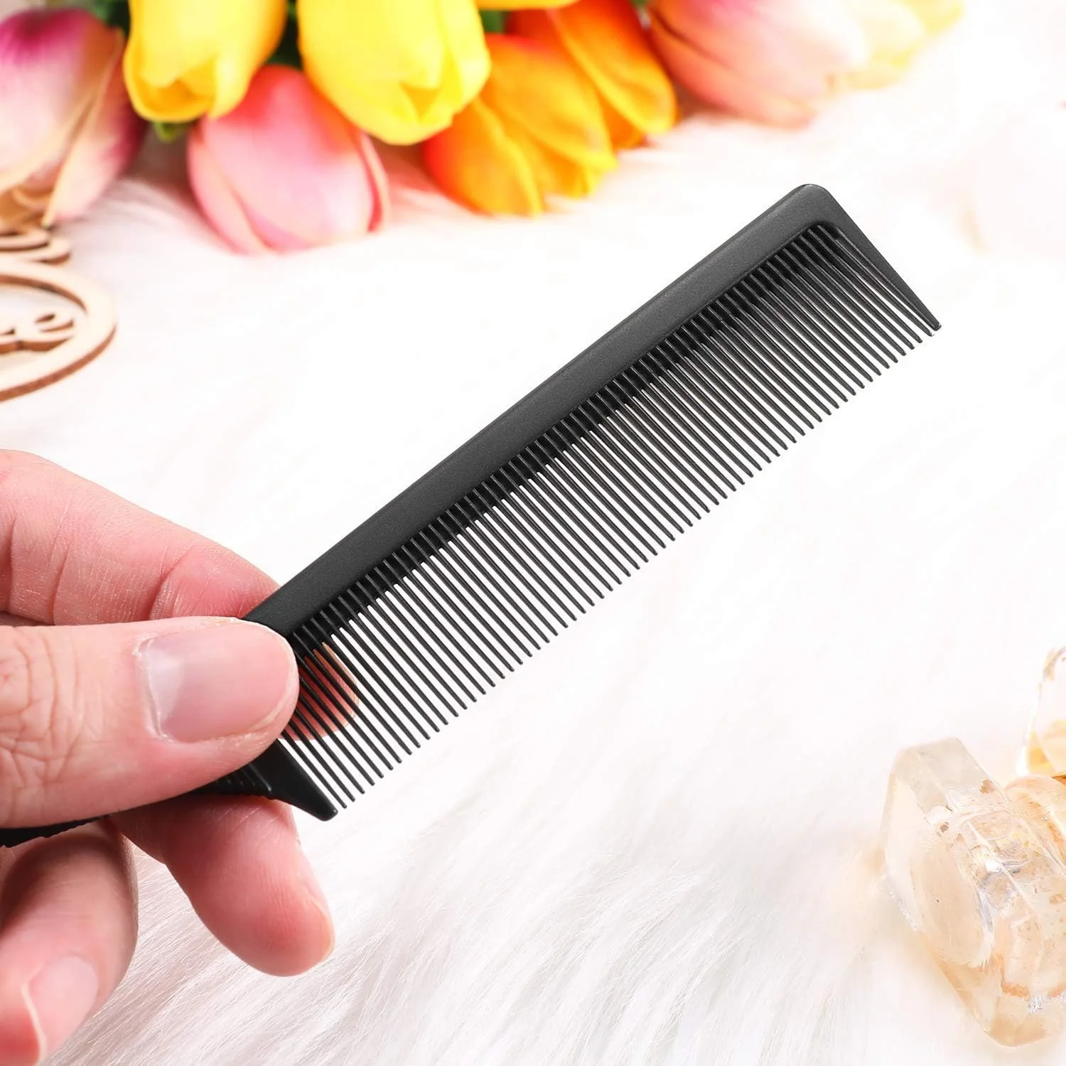 شانه دم باریک حرفه ای 8.8 اینچی JEQUL - فیبر کربن مشکی و دم فلزی استیل - ضد الکتریسیته ساکن و مقاوم در برابر حرارت - شانه دم باریک سبک وزن برای انواع مو (2 عددی) (مشکی) شانه دم باریک حرفه ای 8.8 اینچی JEQUL - فیبر کربن مشکی و دم فلزی استیل - ضد الکتریسیته ساکن و مقاوم در برابر حرارت - شانه دم باریک سبک وزن برای انواع مو (2 عددی) (مشکی)