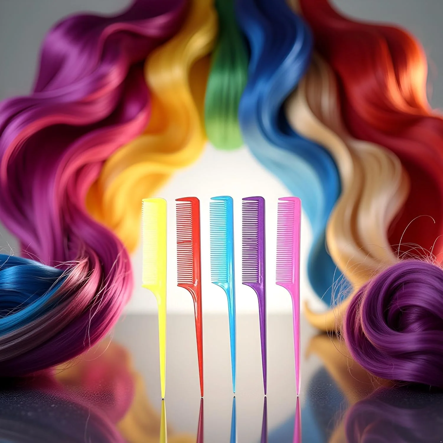 شانه دم موشی رنگارنگ Jowxsx، شانه دم باریک پلاستیکی رنگی، شانه آرایشگری و تقسیم مو چند رنگ - تک سایز شانه دم موشی رنگارنگ Jowxsx، شانه دم باریک پلاستیکی رنگی، شانه آرایشگری و تقسیم مو چند رنگ - تک سایز