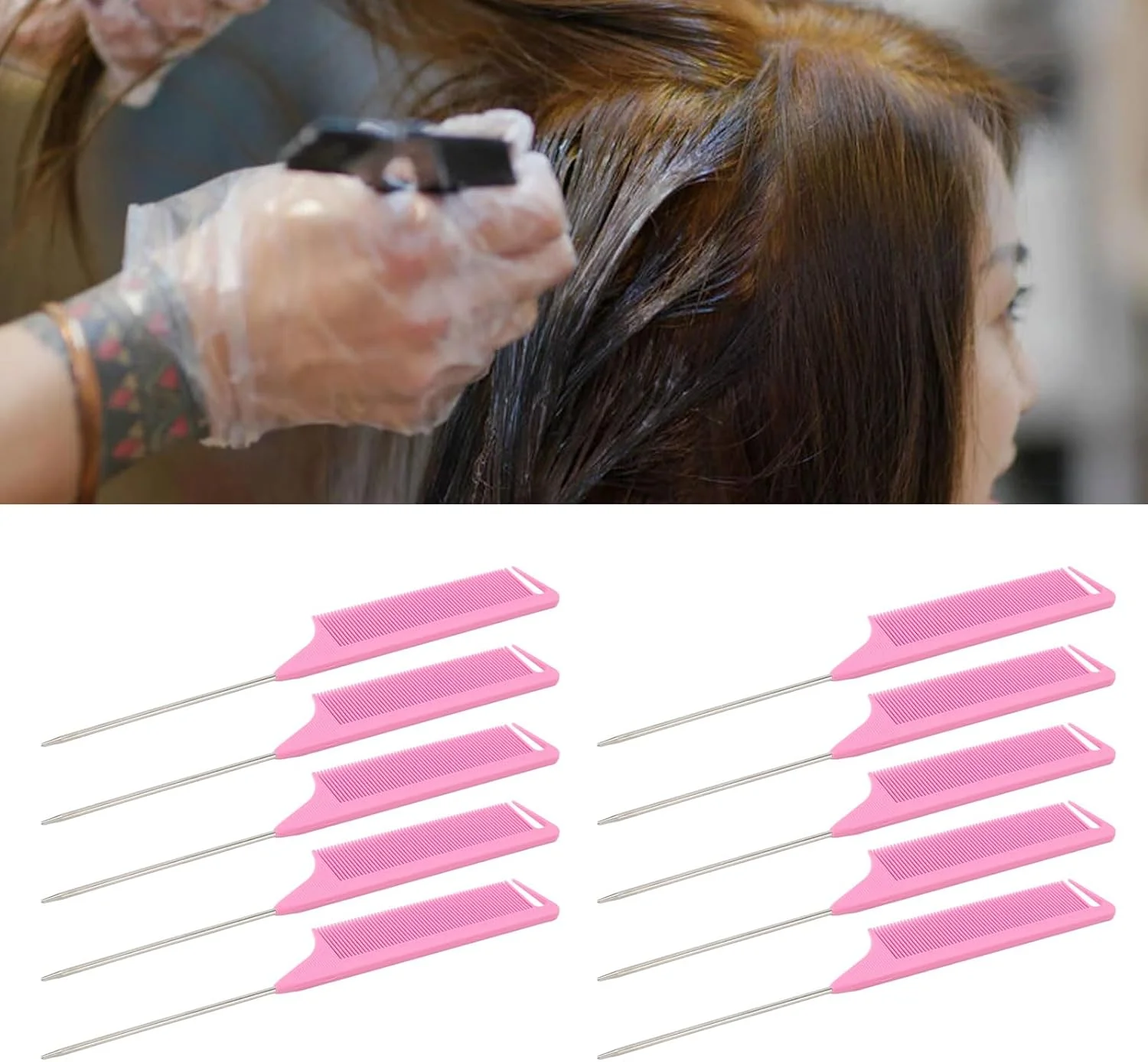 شانه های تقسیم مو جیاوو، دسته ارگونومیک مقاوم در برابر حرارت، شانه های دم موشی ضد الکتریسیته ساکن با دندانه های ظریف برای سالن آرایش شانه های تقسیم مو جیاوو، دسته ارگونومیک مقاوم در برابر حرارت، شانه های دم موشی ضد الکتریسیته ساکن با دندانه های ظریف برای سالن آرایش