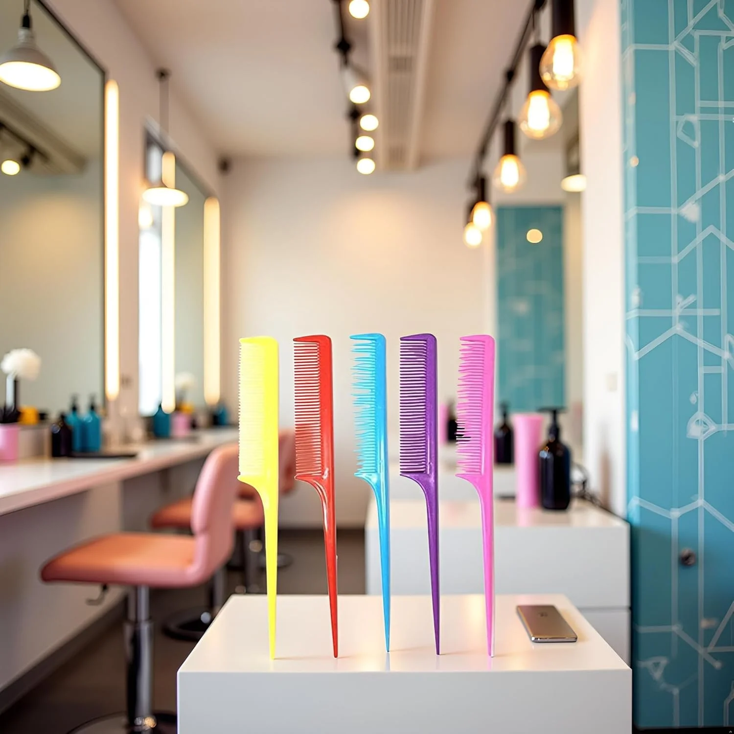 شانه دم موشی رنگارنگ Jowxsx، شانه دم باریک پلاستیکی رنگی، شانه آرایشگری و تقسیم مو چند رنگ - تک سایز شانه دم موشی رنگارنگ Jowxsx، شانه دم باریک پلاستیکی رنگی، شانه آرایشگری و تقسیم مو چند رنگ - تک سایز