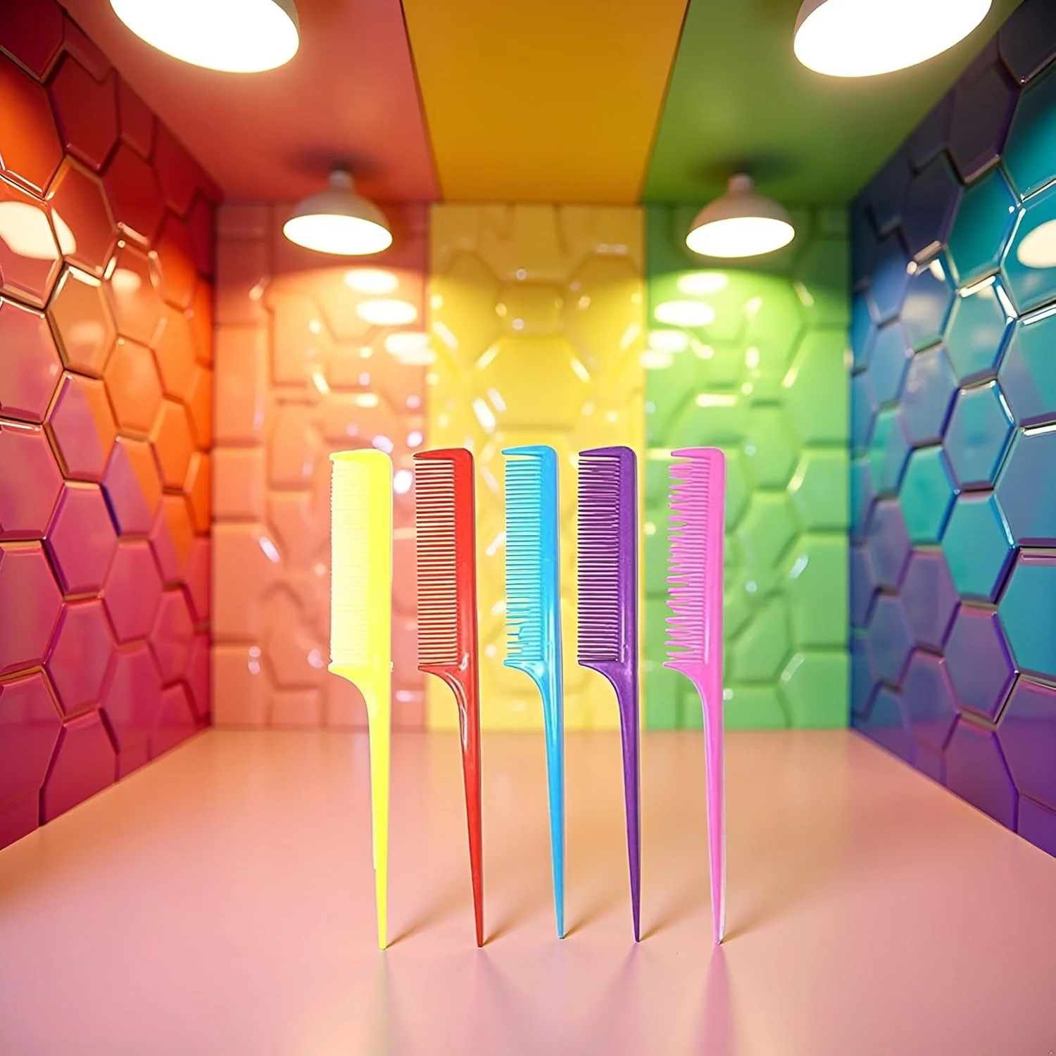 شانه دم موشی رنگارنگ Jowxsx، شانه دم باریک پلاستیکی رنگی، شانه آرایشگری و تقسیم مو چند رنگ - تک سایز شانه دم موشی رنگارنگ Jowxsx، شانه دم باریک پلاستیکی رنگی، شانه آرایشگری و تقسیم مو چند رنگ - تک سایز