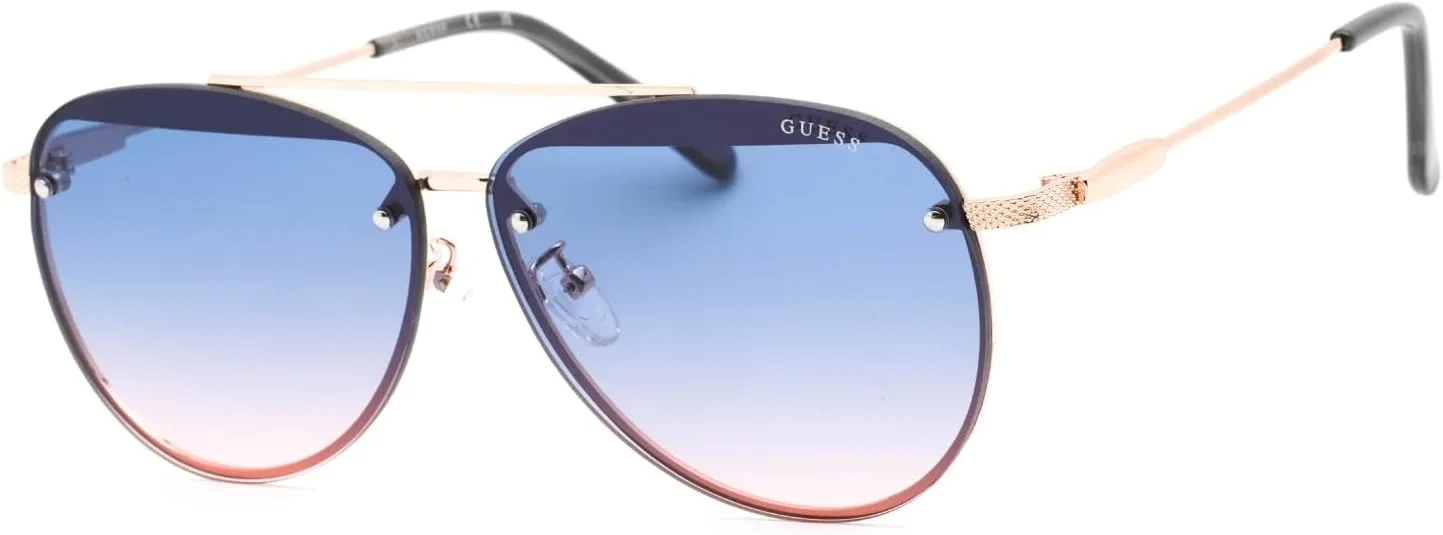 عینک آفتابی GUESS GF0386 طلایی رز براق/آبی گرادیان سایز تک