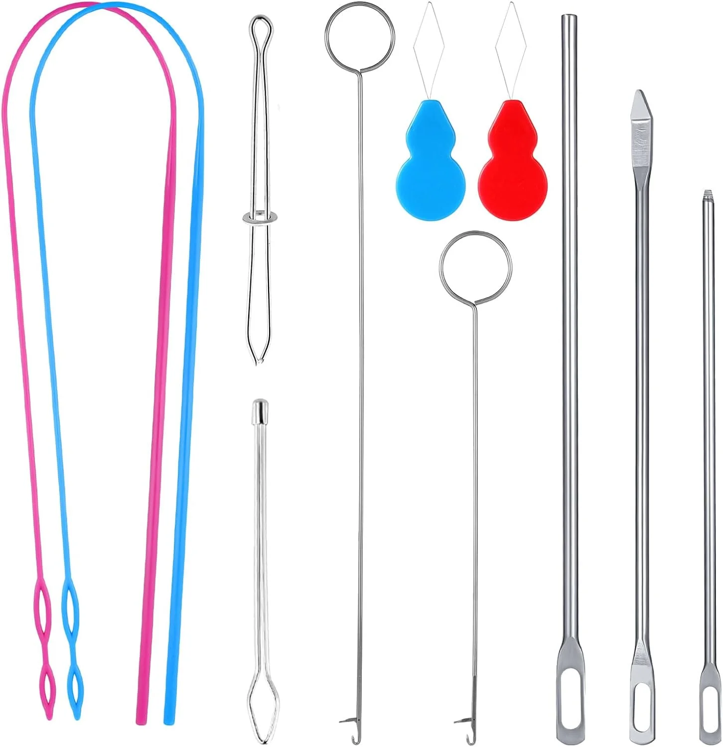 11pcs Sewing Loop Kit, Flexible Drawstring Threader Tool Loop Turner Hook Needle Threaders Metal Tweezers Drawstring Puller Tool for Fabric Clothes Jackets Coats Hoodies Sweatpants 11pcs Sewing Loop Kit, Flexible Drawstring Threader Tool Loop Turner Hook Needle Threaders Metal Tweezers Drawstring Puller Tool for Fabric Clothes Jackets Coats Hoodies Sweatpants