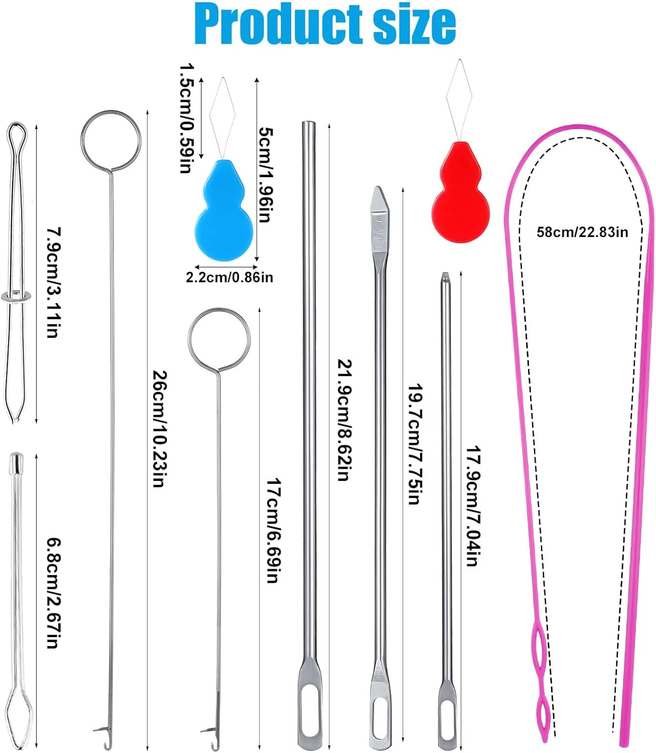 11pcs Sewing Loop Kit, Flexible Drawstring Threader Tool Loop Turner Hook Needle Threaders Metal Tweezers Drawstring Puller Tool for Fabric Clothes Jackets Coats Hoodies Sweatpants 11pcs Sewing Loop Kit, Flexible Drawstring Threader Tool Loop Turner Hook Needle Threaders Metal Tweezers Drawstring Puller Tool for Fabric Clothes Jackets Coats Hoodies Sweatpants