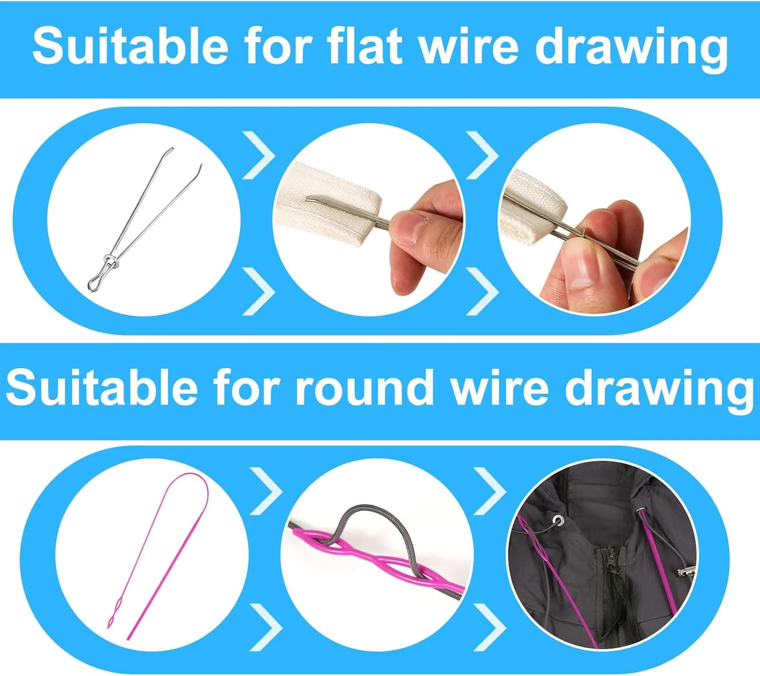 11pcs Sewing Loop Kit, Flexible Drawstring Threader Tool Loop Turner Hook Needle Threaders Metal Tweezers Drawstring Puller Tool for Fabric Clothes Jackets Coats Hoodies Sweatpants 11pcs Sewing Loop Kit, Flexible Drawstring Threader Tool Loop Turner Hook Needle Threaders Metal Tweezers Drawstring Puller Tool for Fabric Clothes Jackets Coats Hoodies Sweatpants