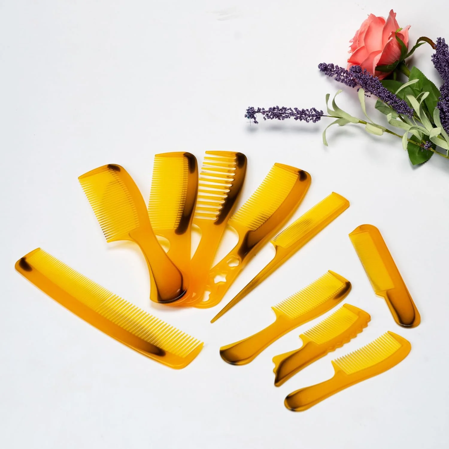 مجموعه 10 عددی شانه مو 8.5 اینچی، شامل شانه دندانه پهن و شانه دندانه ریز، مناسب برای حالت دادن به موهای ضخیم و نازک، برای زنان و مردان و انواع مو مجموعه 10 عددی شانه مو 8.5 اینچی، شامل شانه دندانه پهن و شانه دندانه ریز، مناسب برای حالت دادن به موهای ضخیم و نازک، برای زنان و مردان و انواع مو