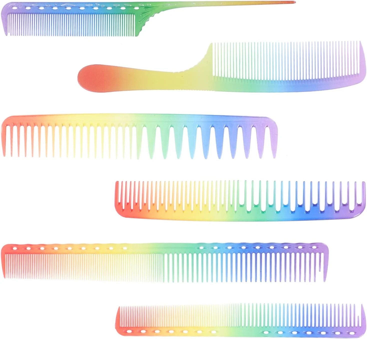 یک ست شانه آرایشگری سالن شامل شانه دم موشی، شانه دندانه ریز، شانه برش و شانه حالت دهی برای آقایان و بانوان یک ست شانه آرایشگری سالن شامل شانه دم موشی، شانه دندانه ریز، شانه برش و شانه حالت دهی برای آقایان و بانوان